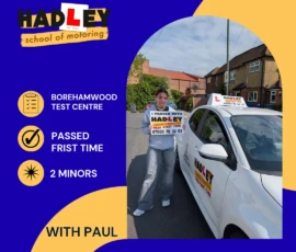 Sana - 08/05/2026 Image of recent passer with icons displaying first time pass with 2 minors with Paul
