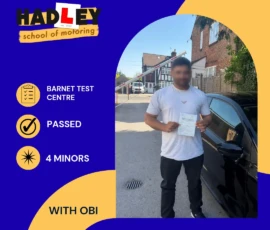 Shahid - 01/05/2026 Image of recent passer with icons displaying passed with 4 minors with Obi