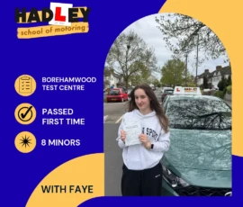 Poppy - 11/04/2026 Image of recent passer with icons displaying first time pass with 8 minors with Faye